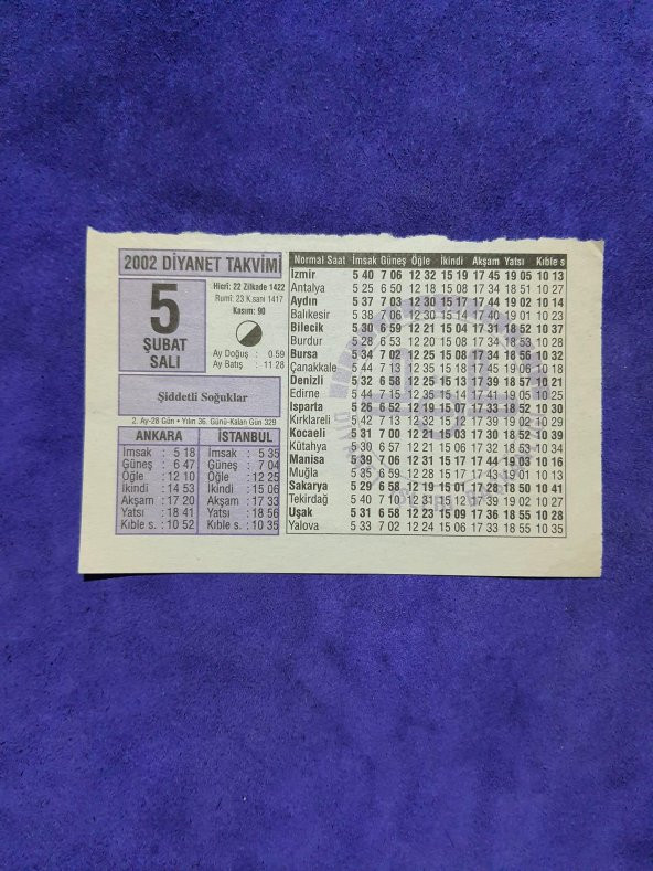 5 Şubat 2002 Takvim Yaprağı - Nostaljik Koleksiyonluk Takvim Yaprağı ürün görseli