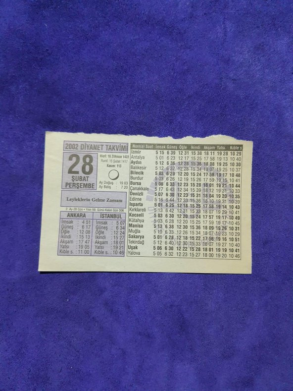 28 Şubat 2002 Takvim Yaprağı - Nostaljik Koleksiyonluk Takvim Yaprağı ürün görseli