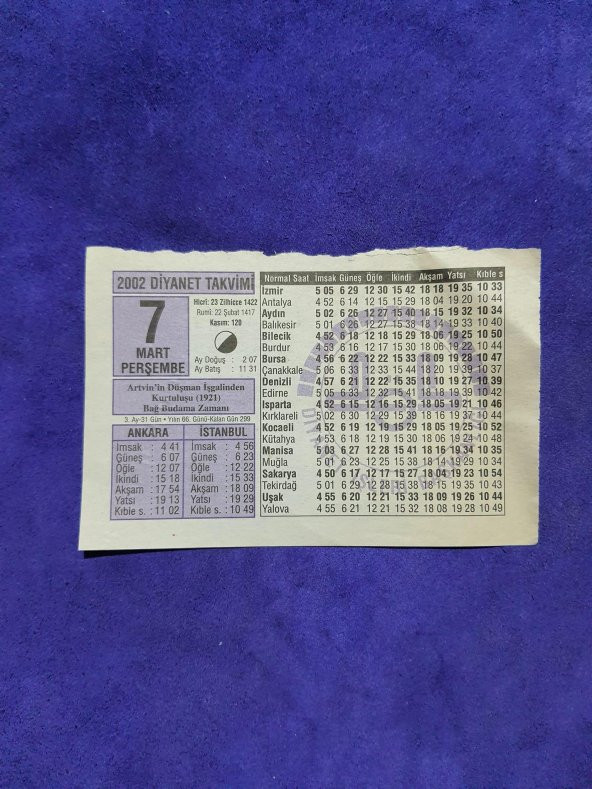 7 Mart 2002 Takvim Yaprağı - Nostalji Koleksiyonluk Takvim Yaprağı ürün görseli