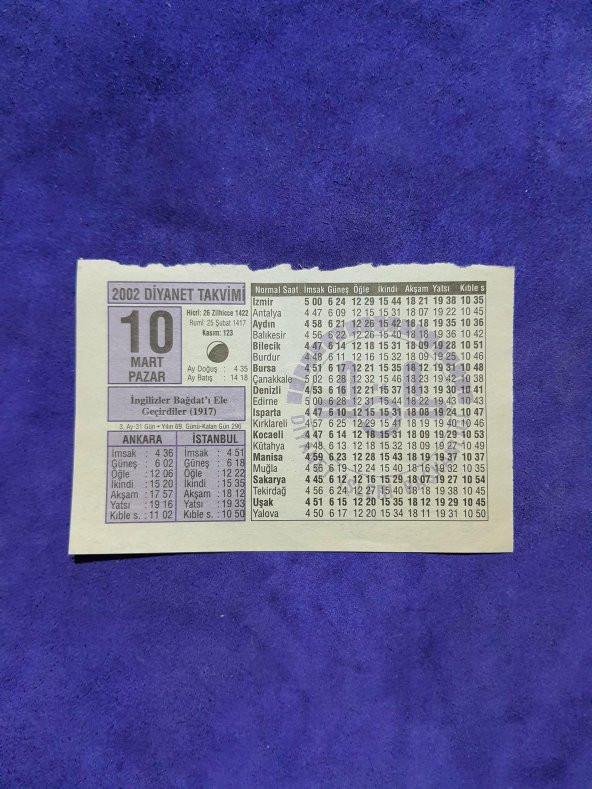 10 Mart 2002 Takvim Yaprağı - Nostalji Koleksiyonluk Takvim Yaprağı ürün görseli