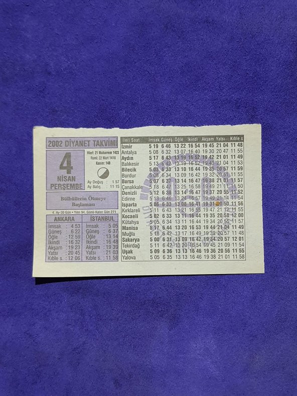 4 Nisan 2002 Takvim Yaprağı - Nostalji Koleksiyonluk Takvim Yaprağı ürün görseli