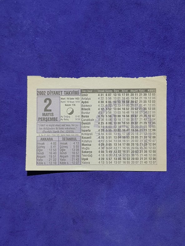 2 Mayıs 2002 Takvim Yaprağı - Nostalji Koleksiyonluk Takvim Yaprağı ürün görseli