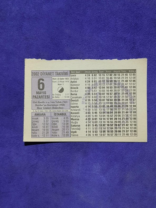 6 Mayıs 2002 Takvim Yaprağı - Nostalji Koleksiyonluk Takvim Yaprağı ürün görseli