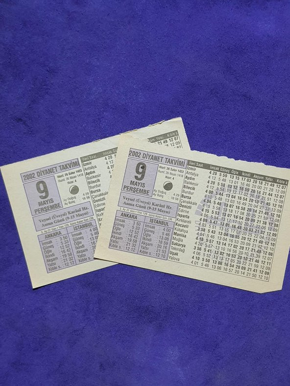 9 Mayıs 2002 Takvim Yaprağı - Nostalji Koleksiyonluk Takvim Yaprağı - Resim 3