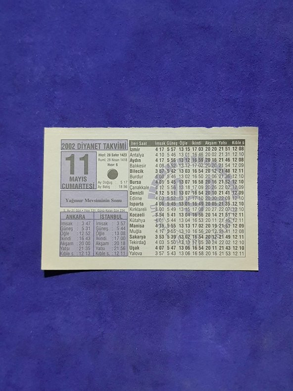 11 Mayıs 2002 Takvim Yaprağı - Nostalji Koleksiyonluk Takvim Yaprağı ürün görseli