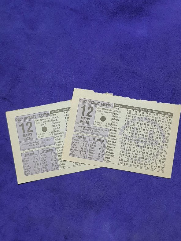 12 Mayıs 2002 Takvim Yaprağı - Nostalji Koleksiyonluk Takvim Yaprağı - Resim 3