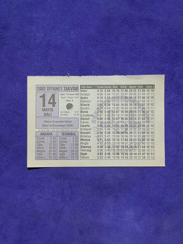 14 Mayıs 2002 Takvim Yaprağı - Nostalji Koleksiyonluk Takvim Yaprağı ürün görseli