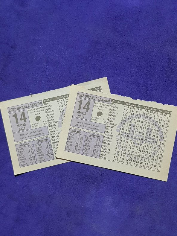 14 Mayıs 2002 Takvim Yaprağı - Nostalji Koleksiyonluk Takvim Yaprağı - Resim 3