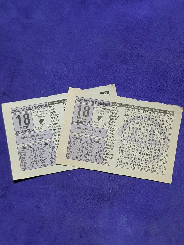 18 Mayıs 2002 Takvim Yaprağı - Nostalji Koleksiyonluk Takvim Yaprağı - Resim 3