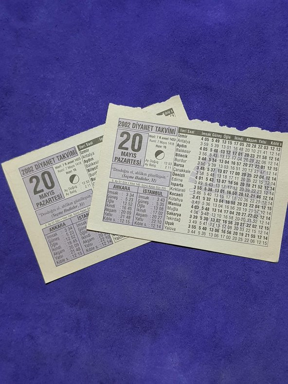 20 Mayıs 2002 Takvim Yaprağı - Nostalji Koleksiyonluk Takvim Yaprağı - Resim 3