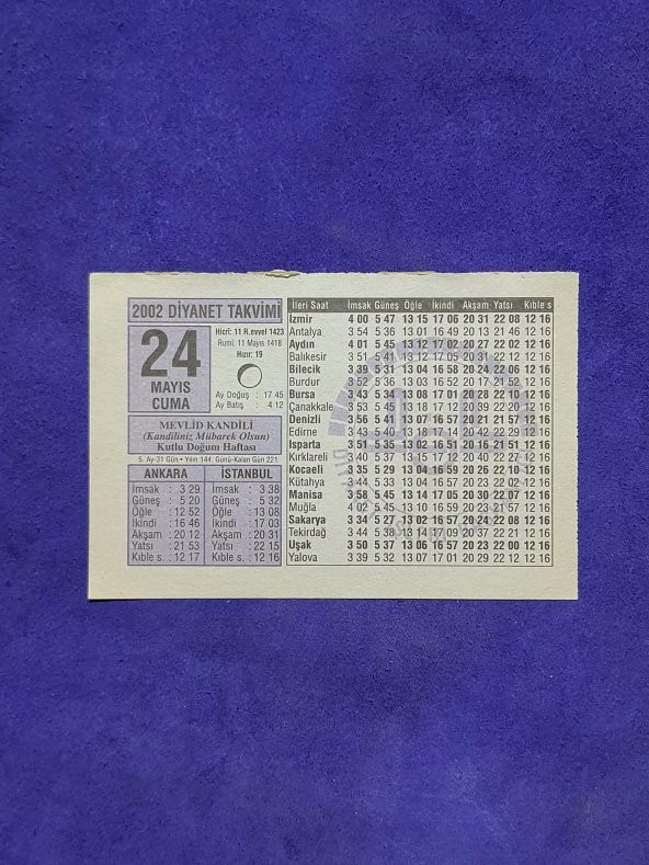 24 Mayıs 2002 Takvim Yaprağı - Nostalji Koleksiyonluk Takvim Yaprağı ürün görseli