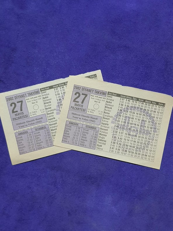 27 Mayıs 2002 Takvim Yaprağı - Nostalji Koleksiyonluk Takvim Yaprağı - Resim 3