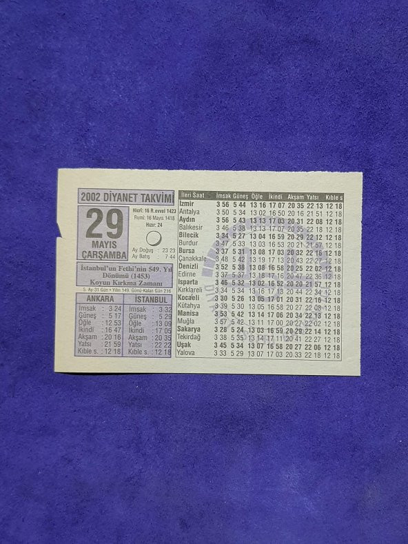 29 Mayıs 2002 Takvim Yaprağı - Nostalji Koleksiyonluk Takvim Yaprağı ürün görseli