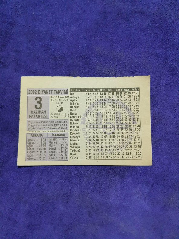 3 Haziran 2002 Takvim Yaprağı - Nostalji Koleksiyonluk Takvim Yaprağı A - Resim 2