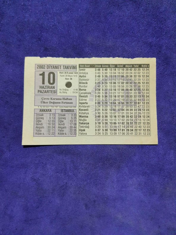 10 Haziran 2002 Takvim Yaprağı - Nostalji Koleksiyonluk Takvim Yaprağı A ürün görseli