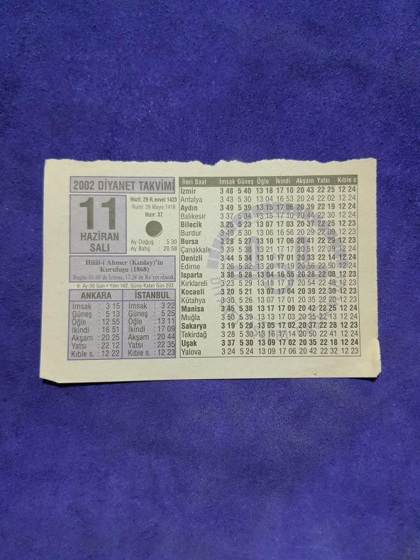 11 Haziran 2002 Takvim Yaprağı - Nostalji Koleksiyonluk Takvim Yaprağı A ürün görseli