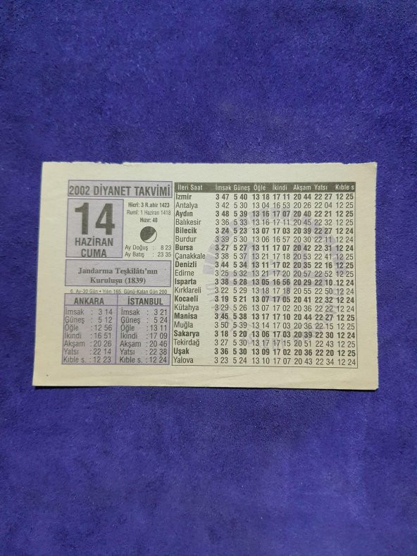 14 Haziran 2002 Takvim Yaprağı - Nostalji Koleksiyonluk Takvim Yaprağı A ürün görseli