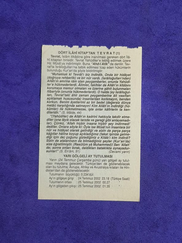23 Temmuz 2002 Takvim Yaprağı - Nostalji Koleksiyonluk Takvim Yaprağı - Resim 2