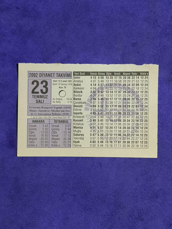 23 Temmuz 2002 Takvim Yaprağı - Nostalji Koleksiyonluk Takvim Yaprağı A ürün görseli