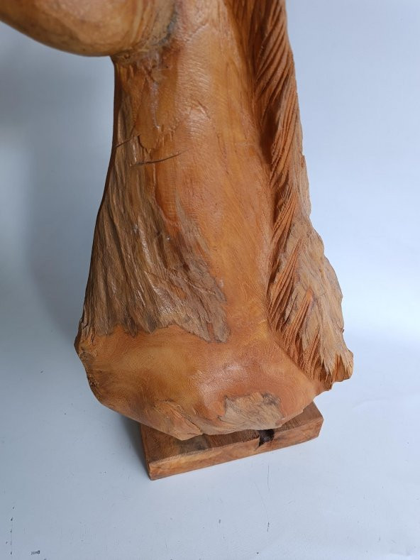 Dekoratif El Oyması Ahşap At Kafası 54x39x16cm (Teak Ağac-2) - Resim 4