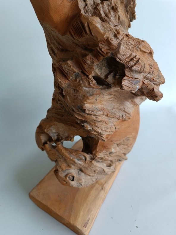 Dekoratif El Oyması Ahşap At Kafası 52x43x20cm (Teak Ağacı-1) - 8