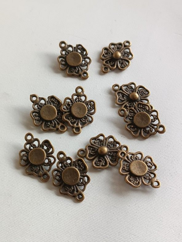 Yonca Metal Çinko Alaşım Kolye Ucu 21x3mm 10 Adet