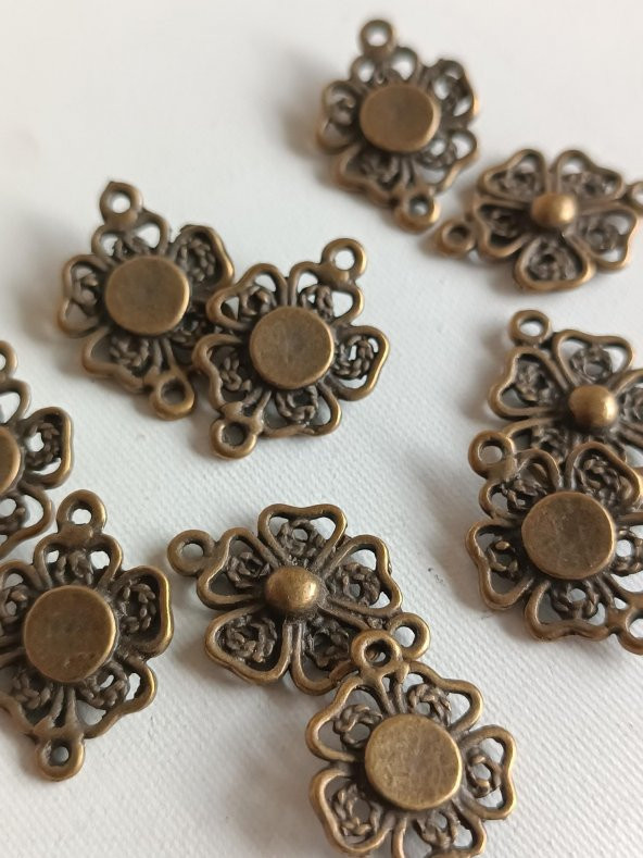 Yonca Metal Çinko Alaşım Kolye Ucu 21x3mm 10 Adet - 4