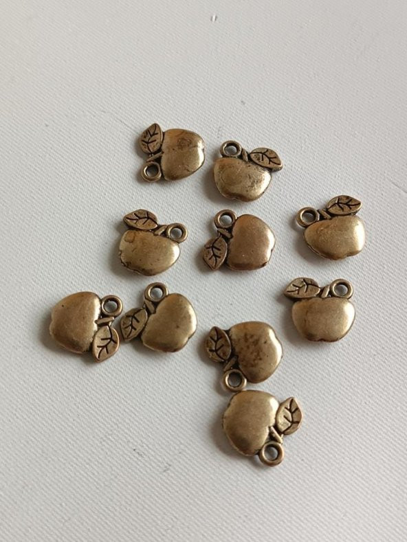 Elma Metal Çinko Alaşım Kolye Ucu 11x2mm 10 Adet Sarı