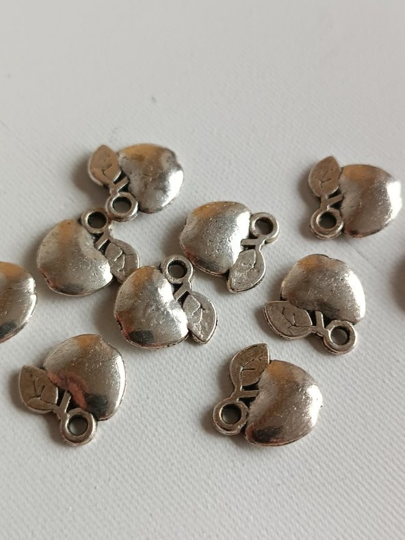 Elma Metal Çinko Alaşım Kolye Ucu 11x2mm 10 Adet Gri - 4