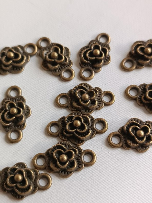 Gül Metal Çinko Alaşım Kolye Ucu 18x3mm 10 Adet - 4