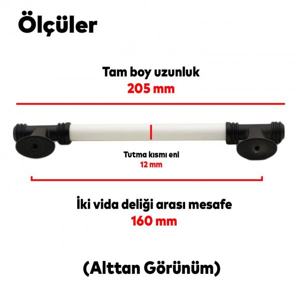 Lüks Porselen Mobilya Çekmece Dolap Kapak Kulpu Kulbu 160 mm Beyaz Mat Siyah - Resim 2