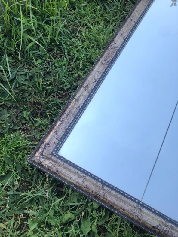 Vintage Plastik Çerçeveli Desenli Ayna 58,5x67,5cm Hasarlı - Dekoratif Ayna - 3