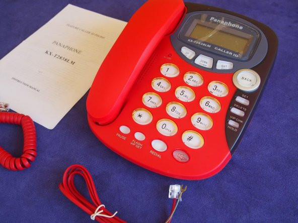 Panaphone KX-T2838LM Çift Renk Masaüstü Kablolu Ev Telefonu (Kırmızı) - 3