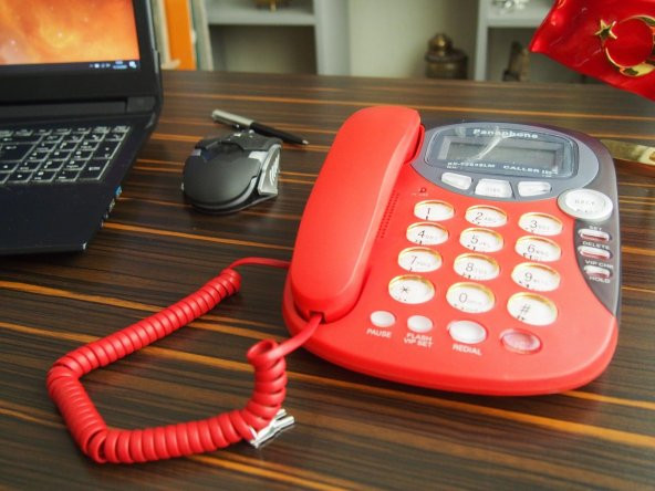 Panaphone KX-T2838LM Çift Renk Masaüstü Kablolu Ev Telefonu (Kırmızı) - 7