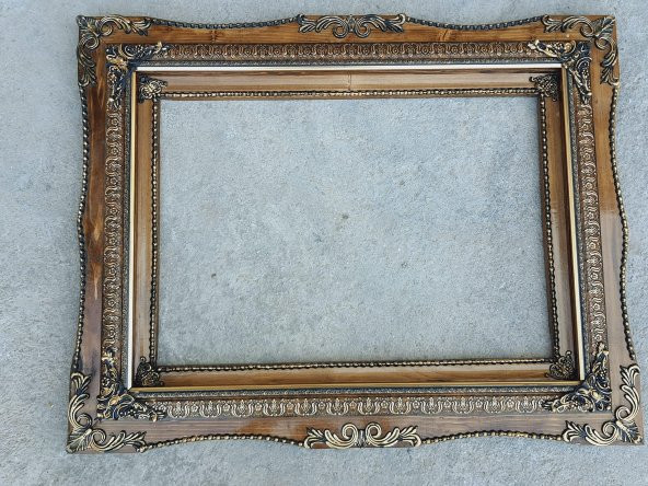 Dekoratif İşlemeli Ahşap Çerçeve 92x73cm 005 - Resim 3