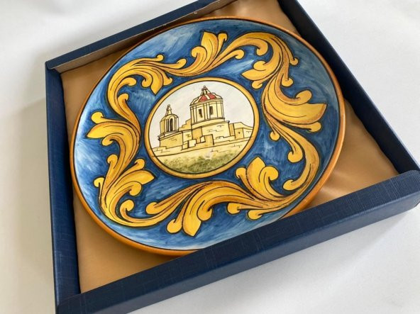 El Yapımı Damgalı Dekoratif Seramik Duvar Tabağı 32cm - 2