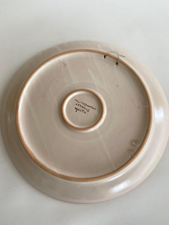 El Yapımı Damgalı Dekoratif Seramik Duvar Tabağı 32cm - 5