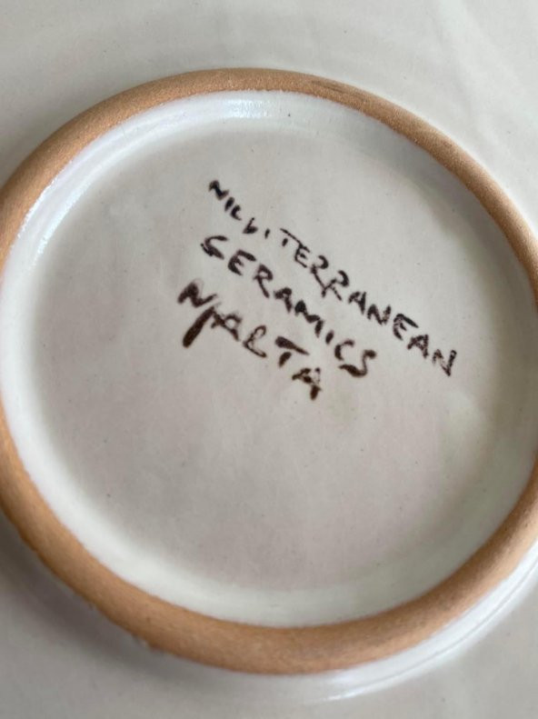 El Yapımı Damgalı Dekoratif Seramik Duvar Tabağı 32cm - 6