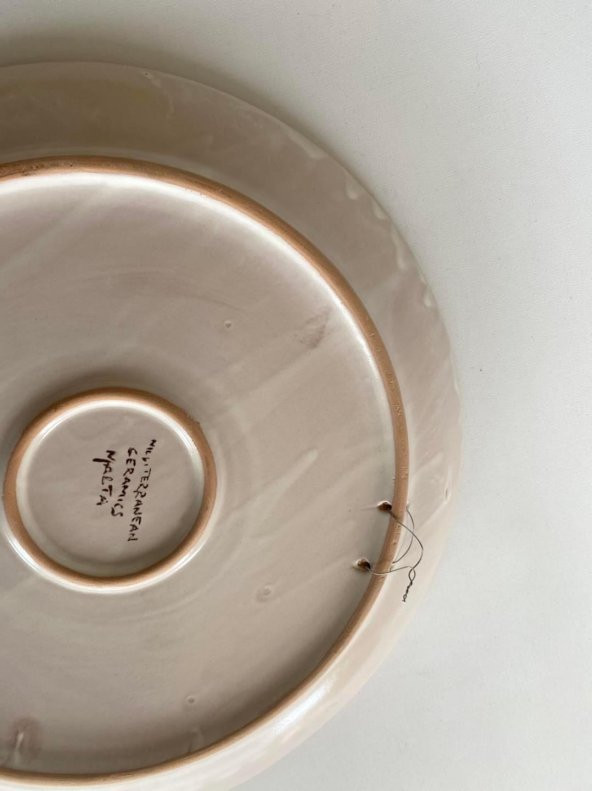 El Yapımı Damgalı Dekoratif Seramik Duvar Tabağı 32cm - 7
