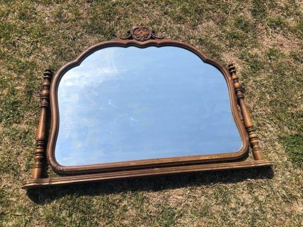 Vintage Oymalı Şifoniyer Aynası 100x85 cm - Dekoratif Standlı Ayna