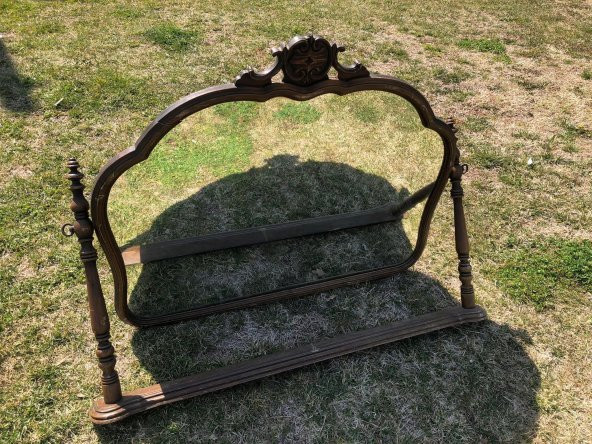 Vintage Oymalı Şifoniyer Aynası 100x85 cm - Dekoratif Standlı Ayna - 2