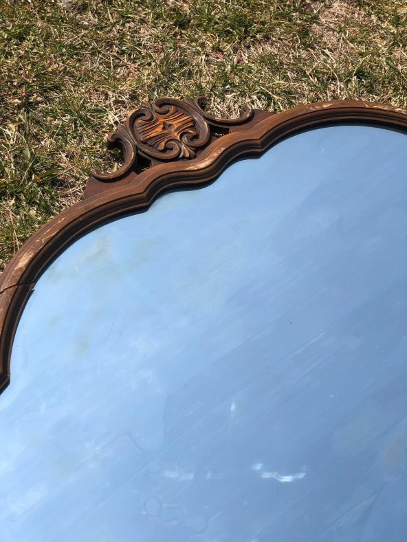Vintage Oymalı Şifoniyer Aynası 100x85 cm - Dekoratif Standlı Ayna - 3
