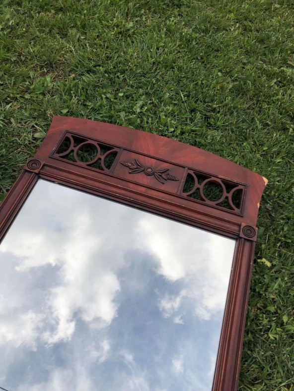 Vintage Kahverengi Oyma Desenli Çerçeveli Ayna 57x96,5 cm - Dekoratif Ayna - 3