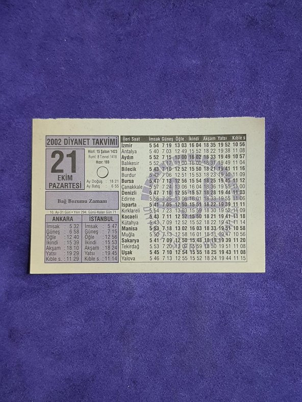 21 Ekim 2002 Takvim Yaprağı - Nostalji Koleksiyonluk Takvim Yaprağı A ürün görseli