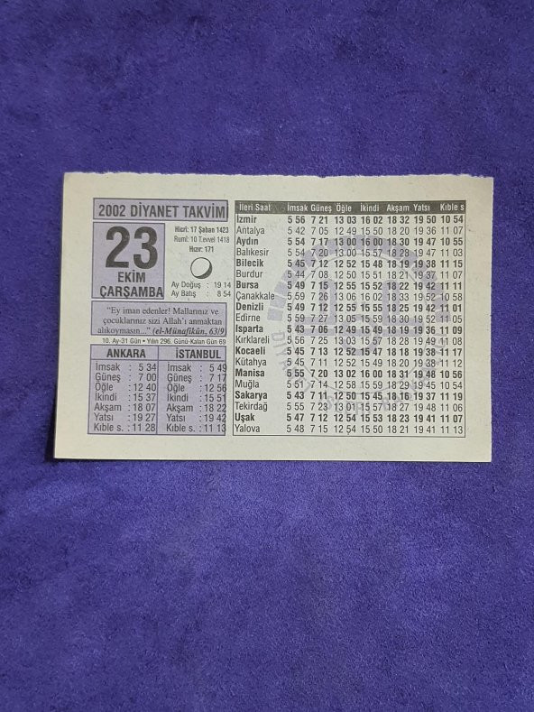 23 Ekim 2002 Takvim Yaprağı - Nostalji Koleksiyonluk Takvim Yaprağı A ürün görseli