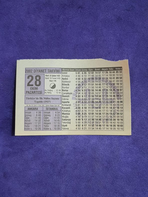 28 Ekim 2002 Takvim Yaprağı - Nostalji Koleksiyonluk Takvim Yaprağı A ürün görseli