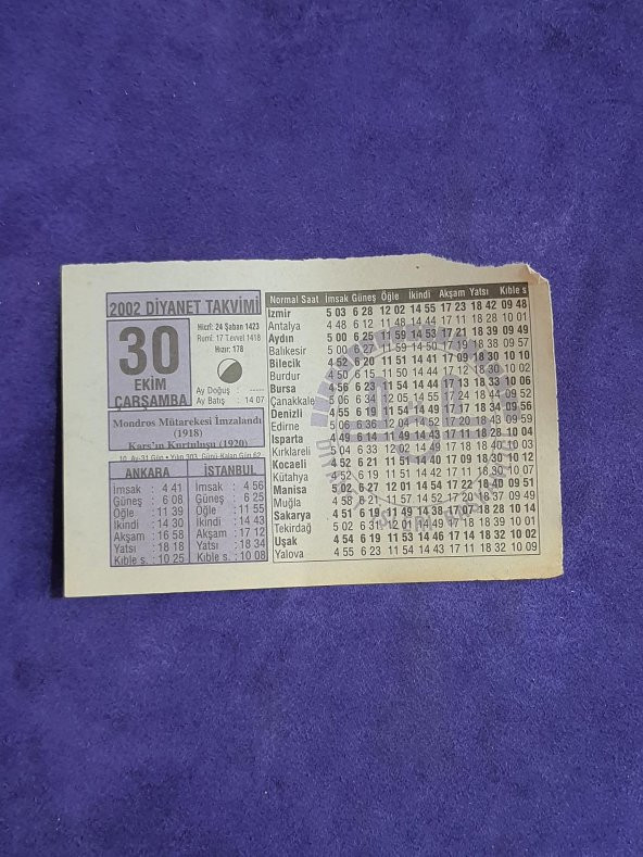 30 Ekim 2002 Takvim Yaprağı - Nostalji Koleksiyonluk Takvim Yaprağı A ürün görseli