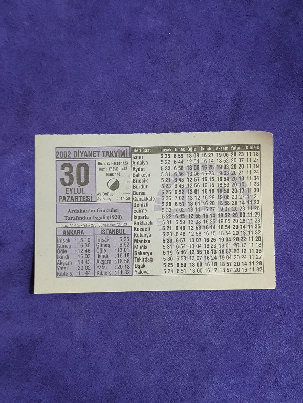 30 Eylül 2002 Takvim Yaprağı - Nostalji Koleksiyonluk Takvim Yaprağı A ürün görseli