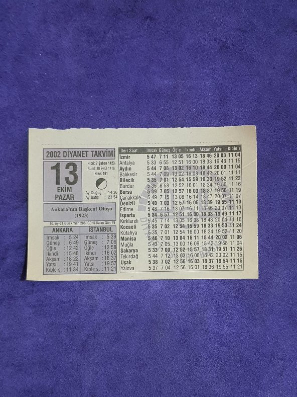 13 Ekim 2002 Takvim Yaprağı - Nostalji Koleksiyonluk Takvim Yaprağı A ürün görseli