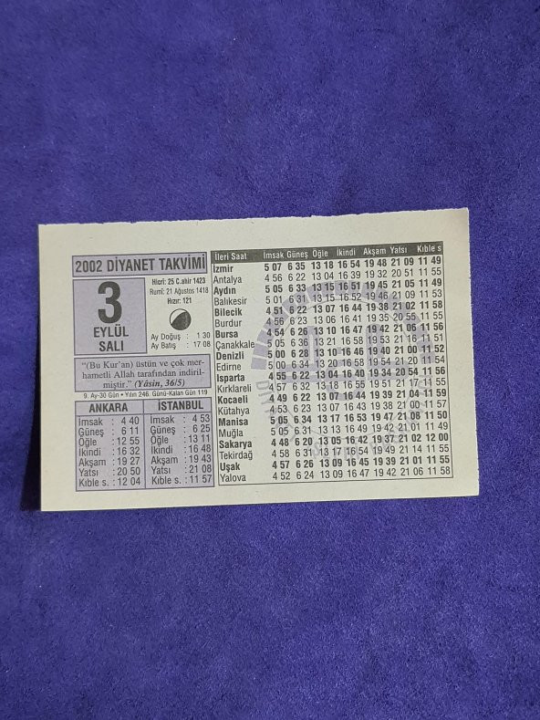 3 Eylül 2002 Takvim Yaprağı - Nostalji Koleksiyonluk Takvim Yaprağı A ürün görseli